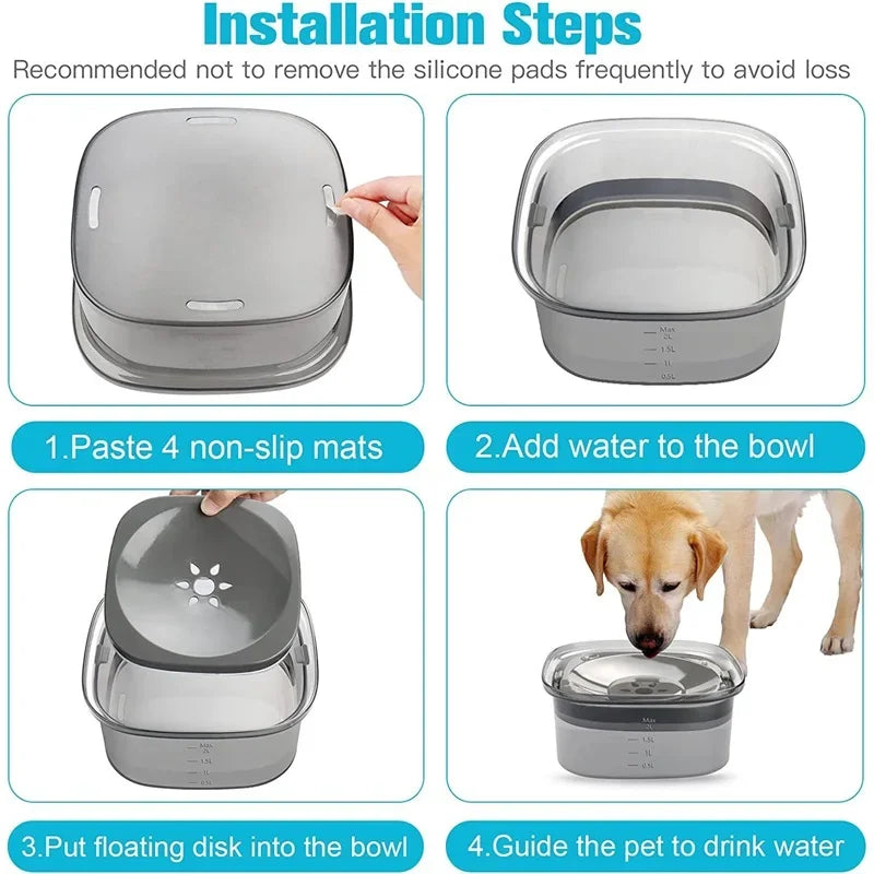 2L Anti-Splash Pet Water Bowl – Large Capacity