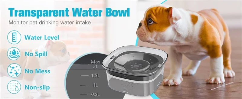 2L Anti-Splash Pet Water Bowl – Large Capacity