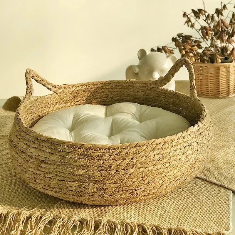 Handmade Woven Cat Nest – Washable & Cozy