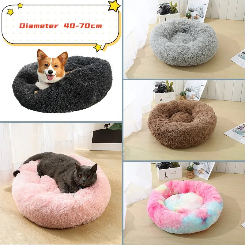 Super Soft Plush Donut Cat Bed – Washable & Cozy