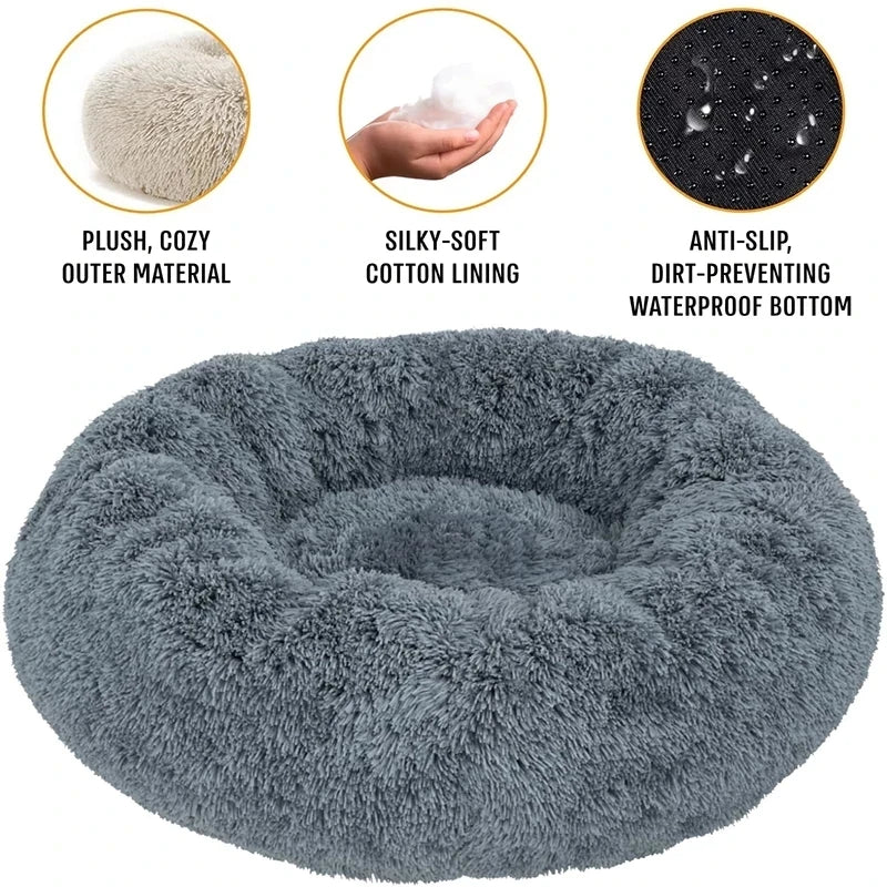 Super Soft Plush Donut Cat Bed – Washable & Cozy
