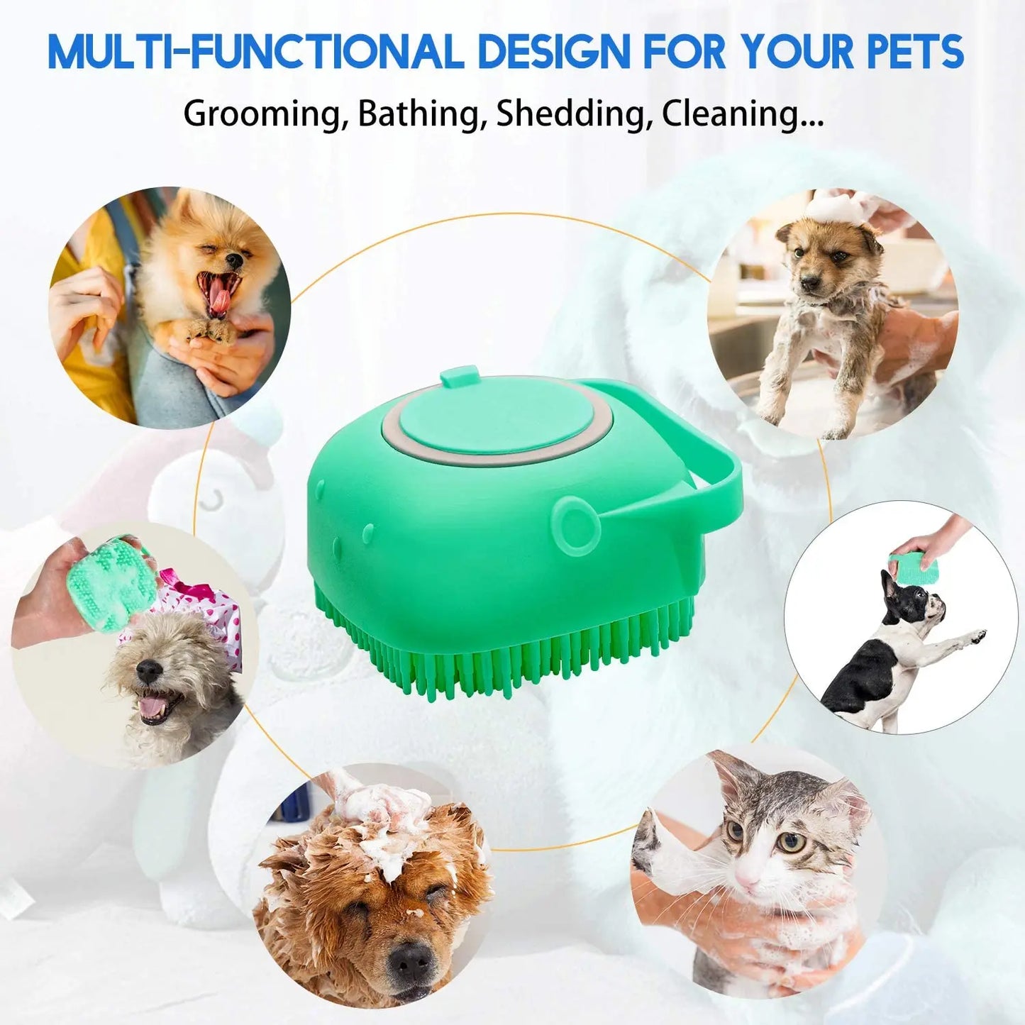 Silicone Pet Shampoo Brush – Soft & Gentle