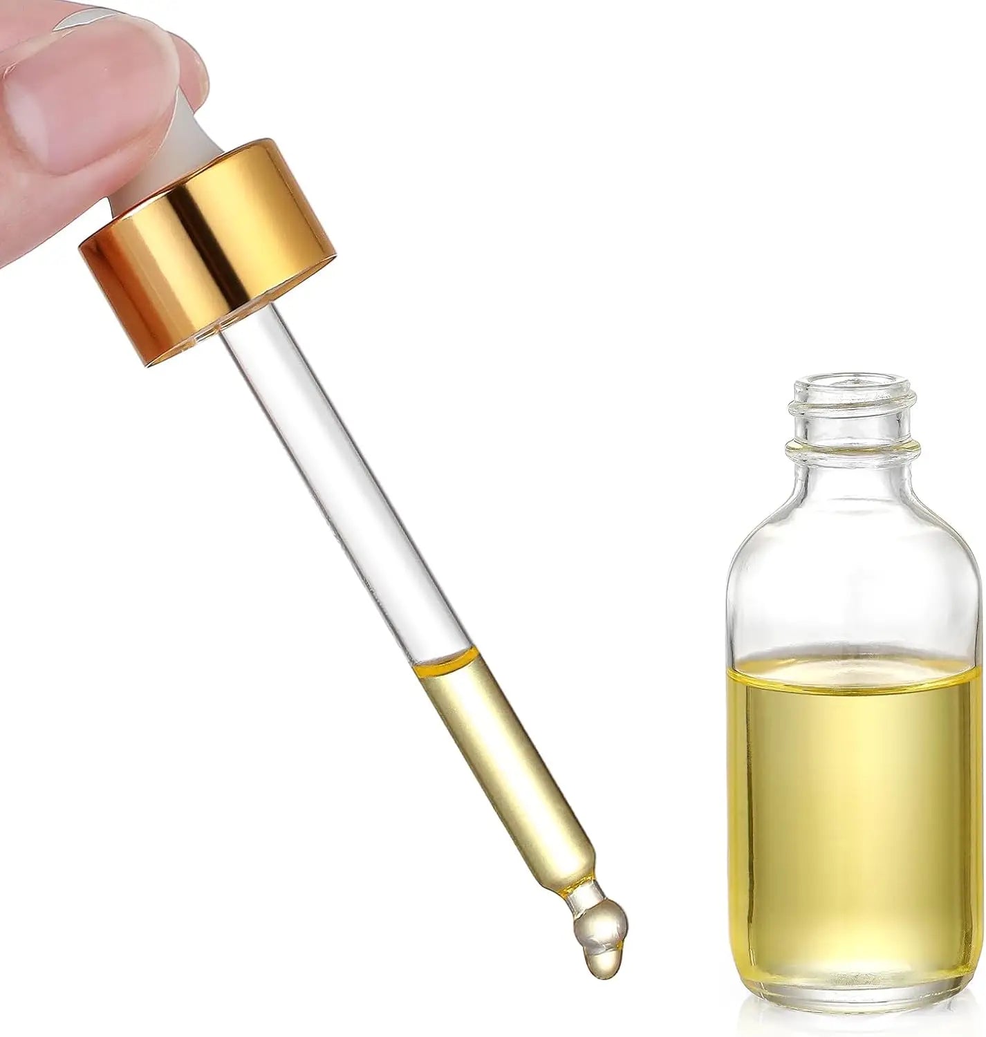 Clear Glass Dropper Bottle – Gold Cap & Travel Friendly