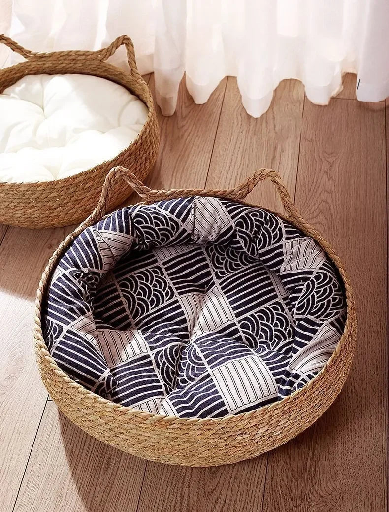 Handmade Woven Cat Nest – Washable & Cozy