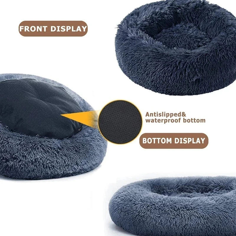Super Soft Plush Donut Cat Bed – Washable & Cozy