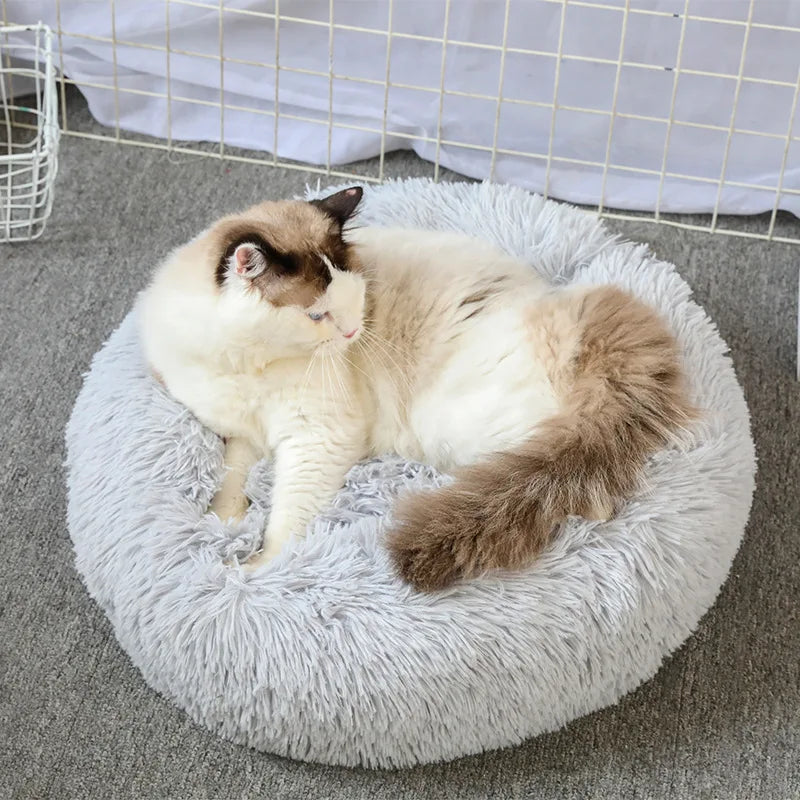Super Soft Plush Donut Cat Bed – Washable & Cozy