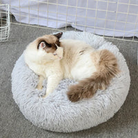 Super Soft Plush Donut Cat Bed – Washable & Cozy