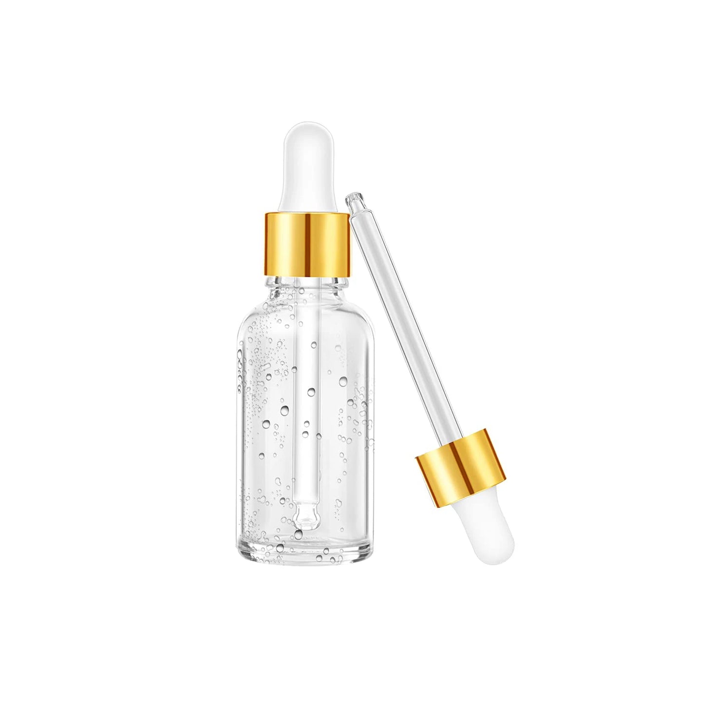 Clear Glass Dropper Bottle – Gold Cap & Travel Friendly